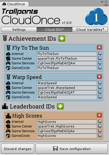 Editor Cloud IDs screenshot